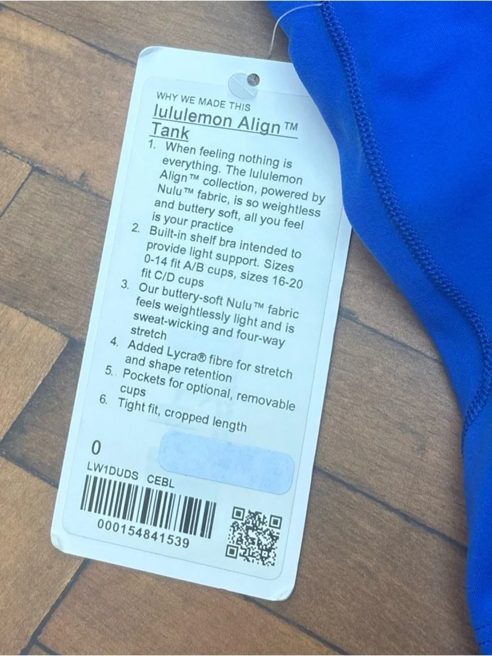 NWT Lululemon Align Tank Top In Cerulean Blue Size 0